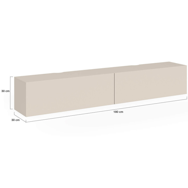 Hangende tv-kast 180 cm, 2 deuren, beige - ELIO