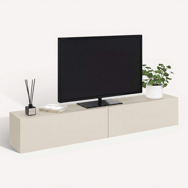 Hangende tv-kast 180 cm, 2 deuren, beige - ELIO