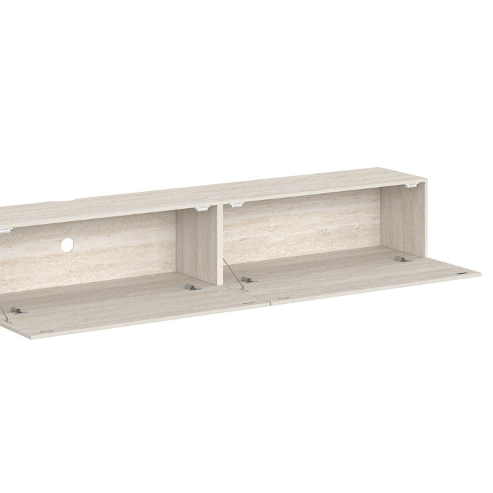 Meuble TV 270 cm suspendu ELIO 3 portes effet travertin