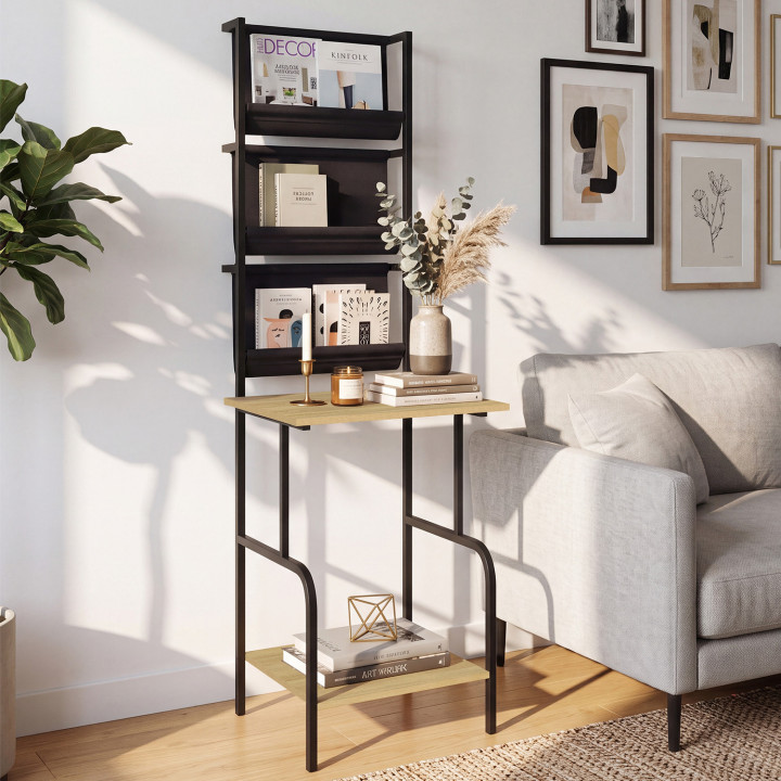 Mobile alto, contenitore con ripiani, porta vinili e giradischi H. 140 cm NEVIL industrial design