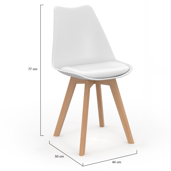 Set van 8 Scandinavische witte eetkamerstoelen - SARA