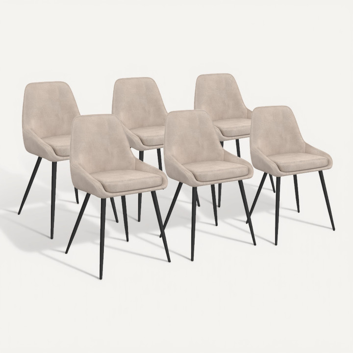 Set van 6 fluwelen stoelen met armleuningen - THALYA