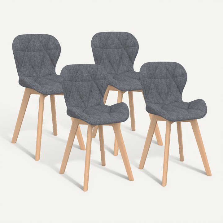 Grijze stoffen eetkamerstoelen - Set van 4 - ROBINE
