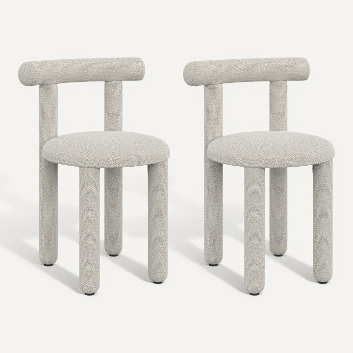 Lot de 2 chaises RIME tissu bouclette crème