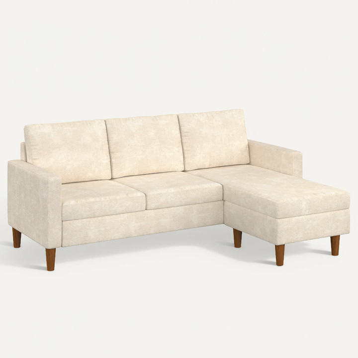 Omkeerbare hoekbank met 3 zitplaatsen MARIUS 200 cm in beige chenille-stof