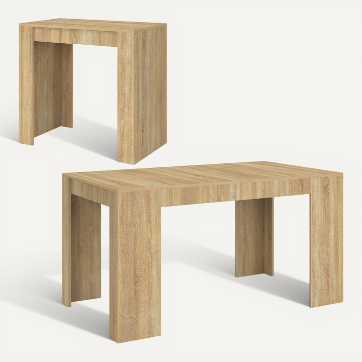 Uitschuifbare consoletafel, 14 personen, wit hout