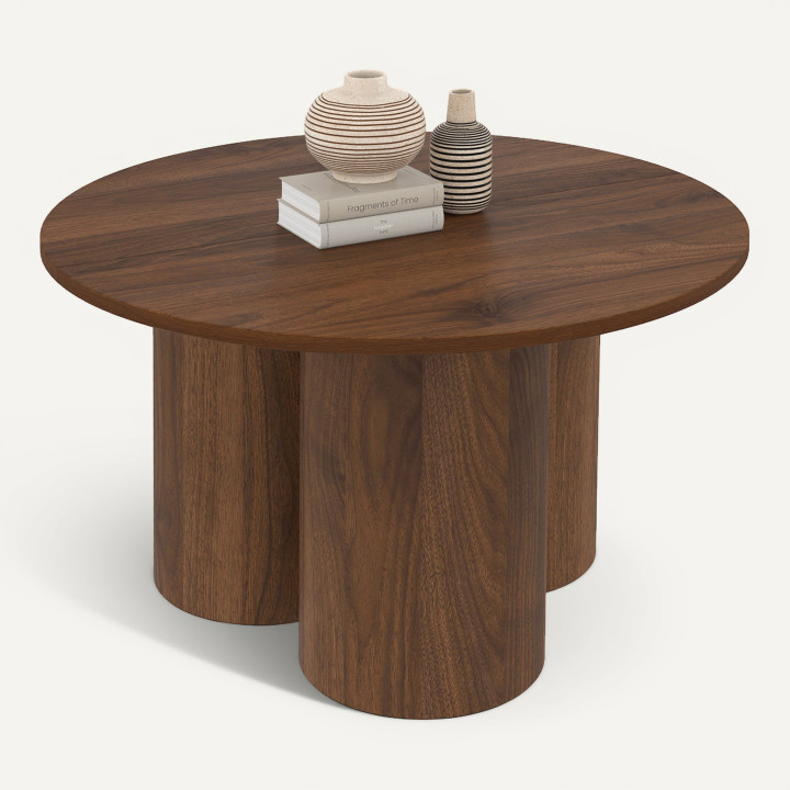 ELOISE 70 cm ronde salontafel in walnoot-effect hout
