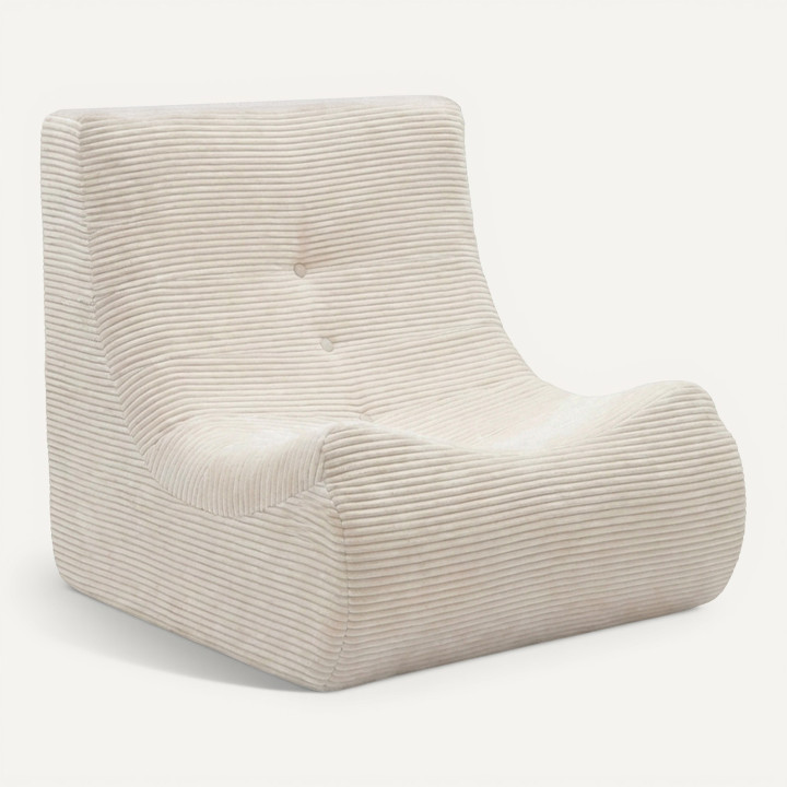 Sillón reclinable BILLY, modular, de 1 plaza, de terciopelo acanalado beige