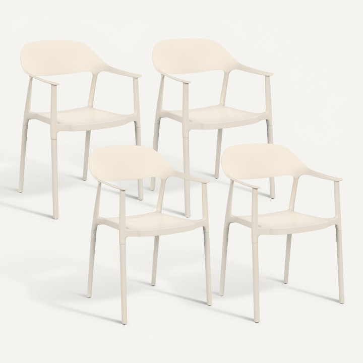 Set van 4 SUZON beige polypropyleen stapelbare tuinstoelen
