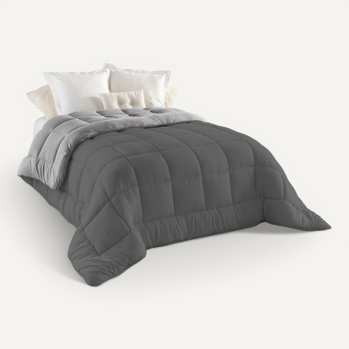Edredón 200x200 CM ZOE polar biface gris y gris 400 gr