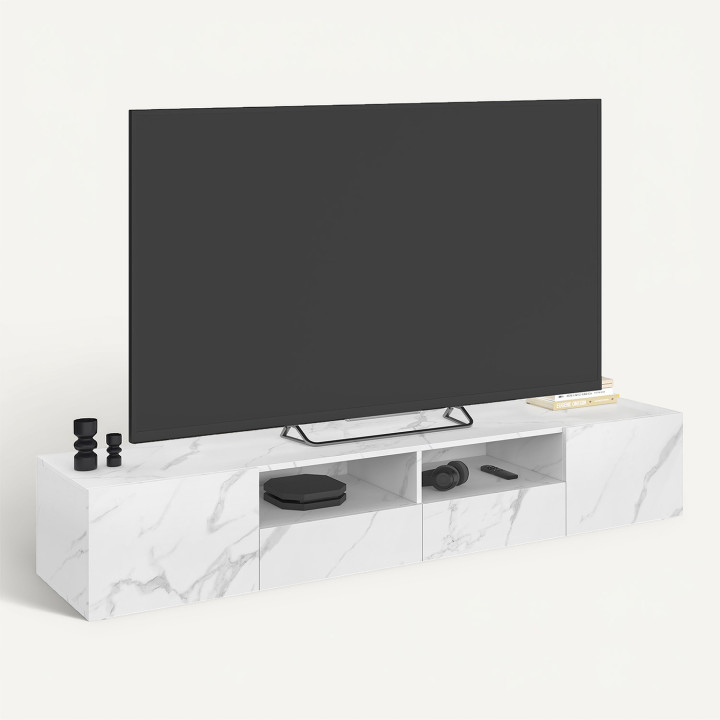 TV-Möbel 180 cm ELI Holz mit Marmoreffekt