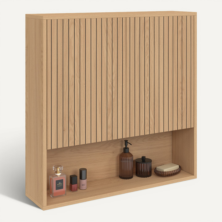 VICTOR 2-deurs wandcloset met planchet met latteneffect