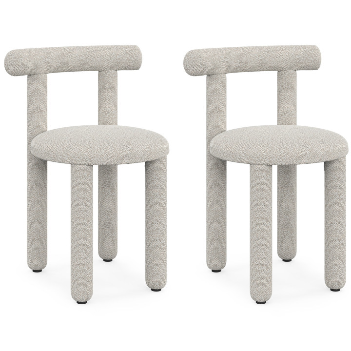 Set di 2 sedie RIME in tessuto bouclette crema