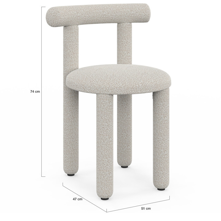 Lot de 2 chaises RIME tissu bouclette crème