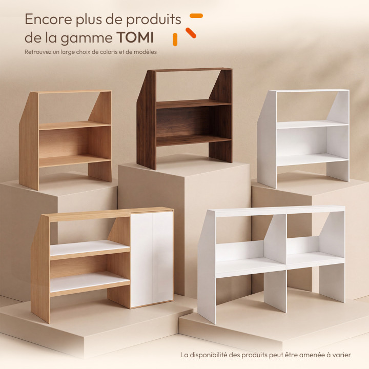 Etagère sous pente 2 niveaux TOMI 100 x 50 x 70/110 cm effet noyer