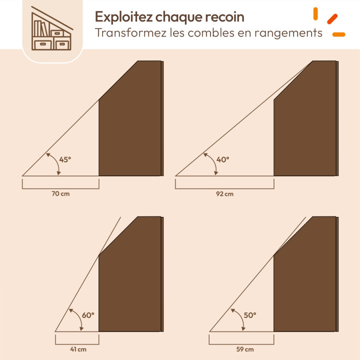 TOMI 2-niveau schuine plank 100 x 50 x 70/110 cm walnooteffect