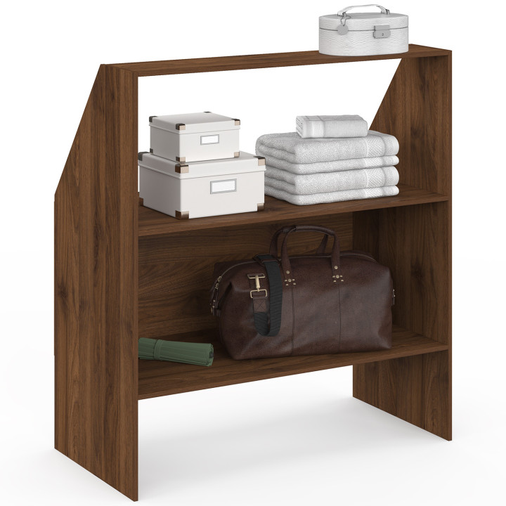 Etagère sous pente 2 niveaux TOMI 100 x 50 x 70/110 cm effet noyer