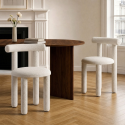 Set di 2 sedie RIME in tessuto bouclette crema