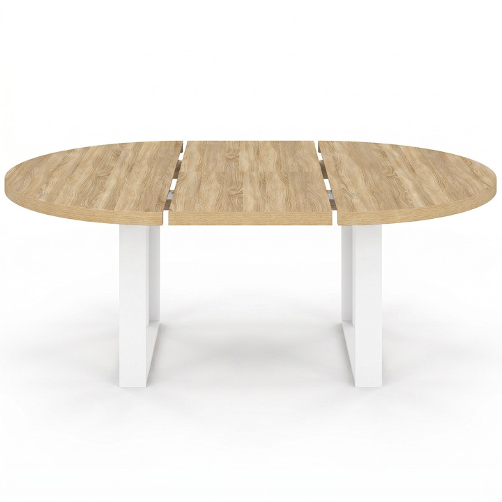 Tavolo da pranzo rotondo allungabile PHOENIX 6-10 persone in legno e bianco 140-200 cm