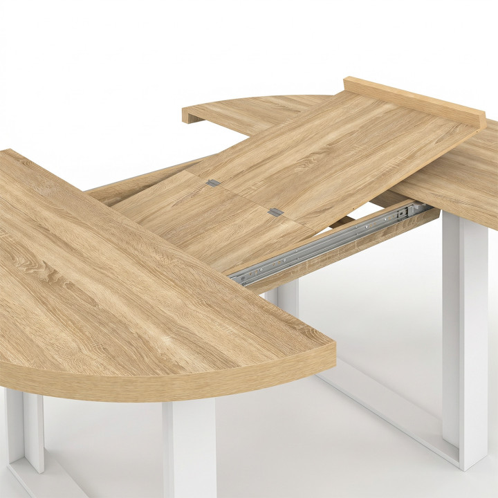 PHOENIX ronde uitschuifbare eettafel 6-10 personen hout en wit 140-200 cm