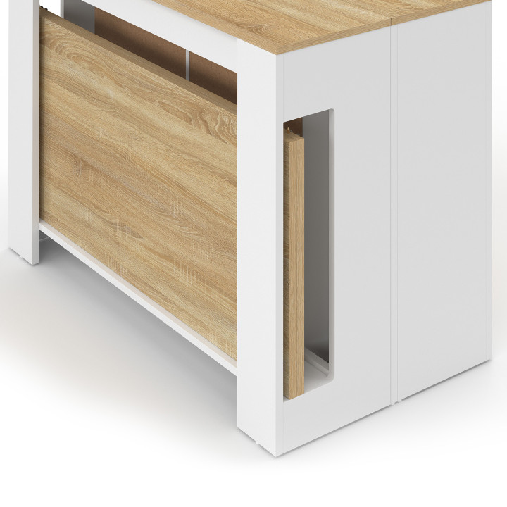 Tavolo da buffet allungabile ORLANDO per 6 persone, 140 cm, in legno bianco effetto faggio