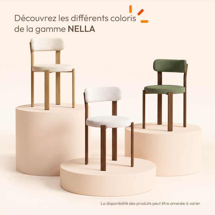 Lote de 4 sillas de comedor de chenilla beige NELLA