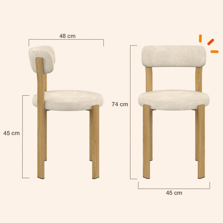Set di 4 sedie da pranzo NELLA in ciniglia beige