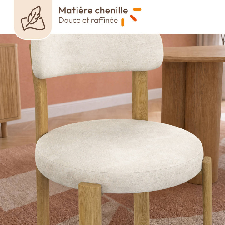 Set di 4 sedie da pranzo NELLA in ciniglia beige
