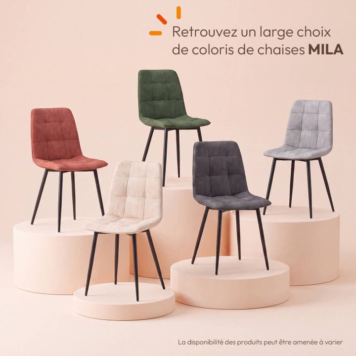 Lote de 4 sillas MILA de terciopelo en colores combinados: gris oscuro, terracota y beige (2 unidades)