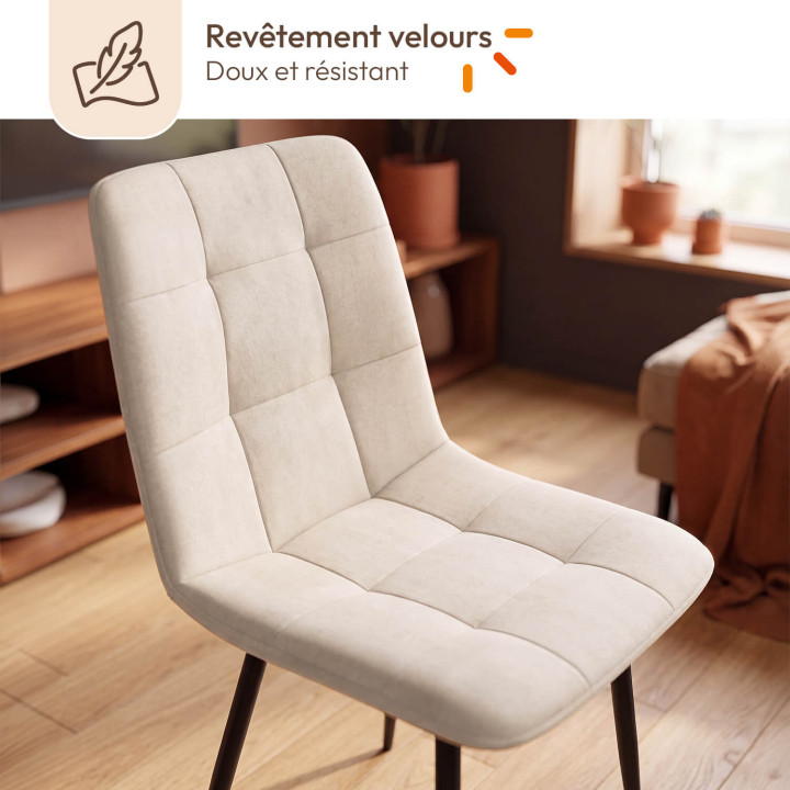 Lote de 4 sillas MILA de terciopelo en colores combinados: gris oscuro, terracota y beige (2 unidades)