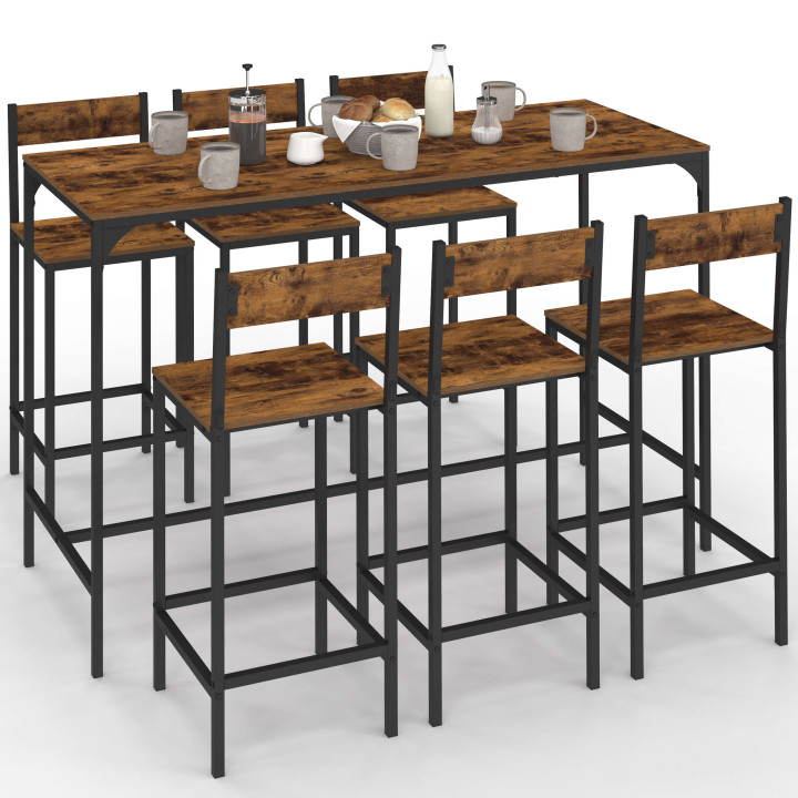 Tavolo alto in stile industriale con sgabelli x6 - DAYTON