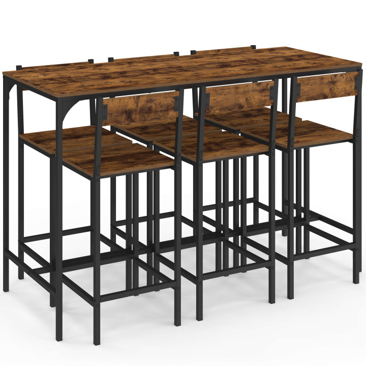 Tavolo alto in stile industriale con sgabelli x6 - DAYTON