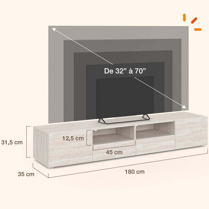 180 cm ELI travertin houten TV-meubel