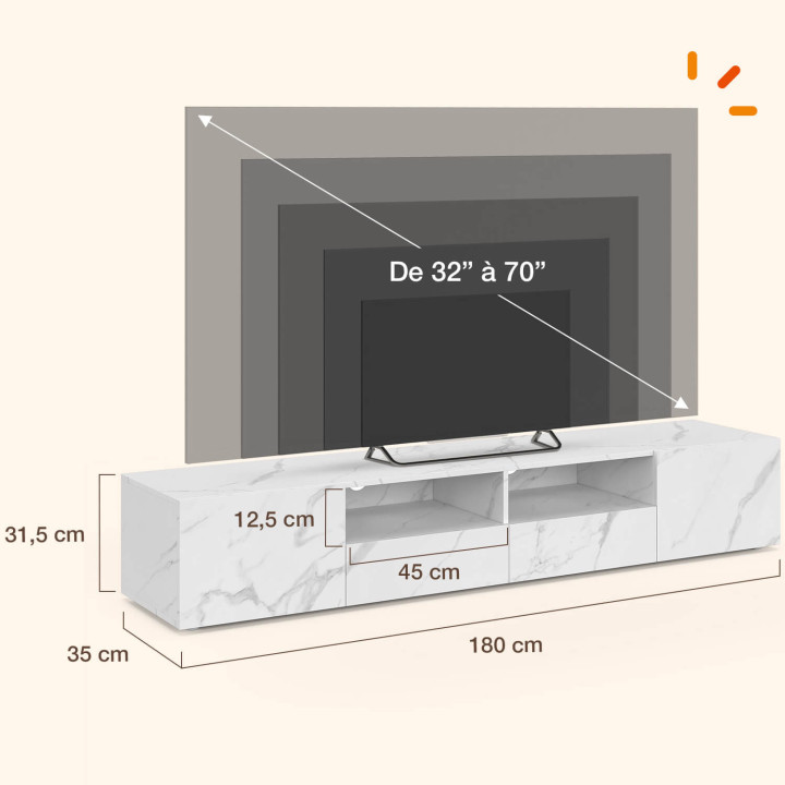 180 cm ELI marmeren houten TV-element