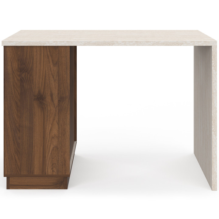Ilot central mange-debout 4 personnes 130 cm bois et plateau effet travertin - VITO