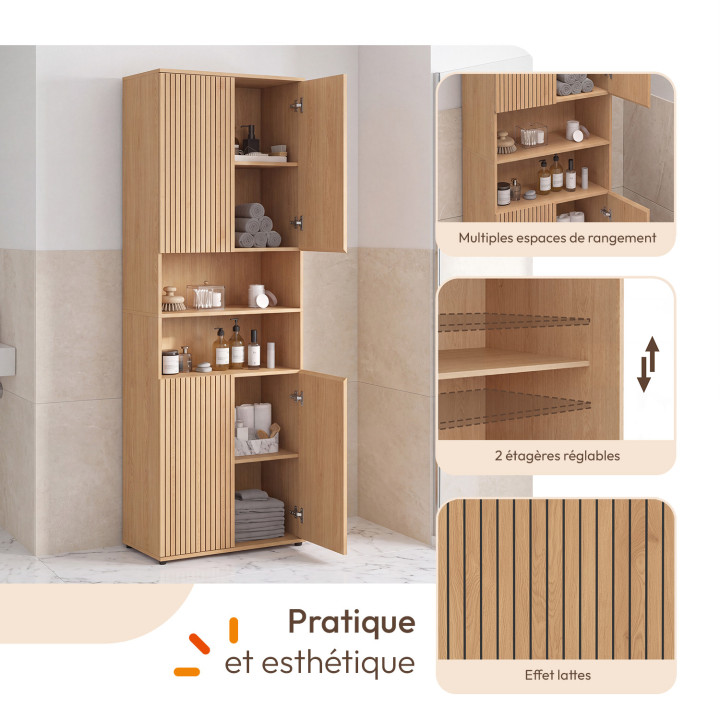 Mueble de cuarto de baño VICTOR 4 puertas 2 huecos efecto listones