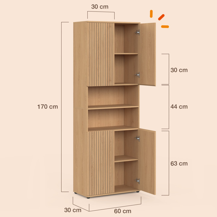 Mueble de cuarto de baño VICTOR 4 puertas 2 huecos efecto listones