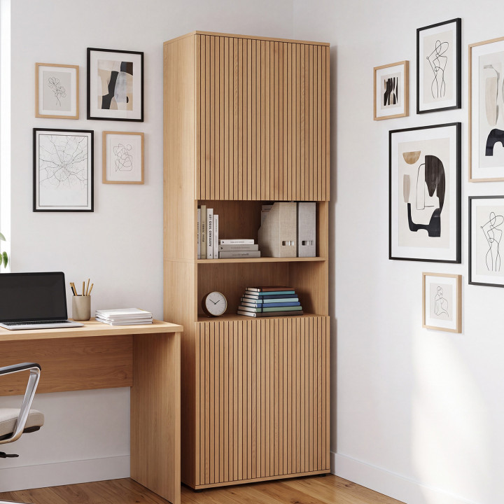 Mueble de cuarto de baño VICTOR 4 puertas 2 huecos efecto listones