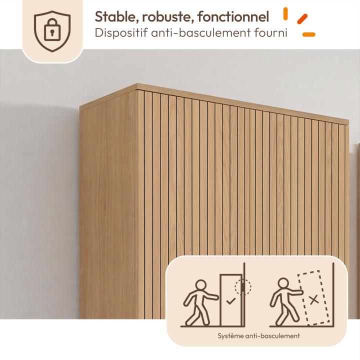 Mueble de cuarto de baño VICTOR 4 puertas 2 huecos efecto listones