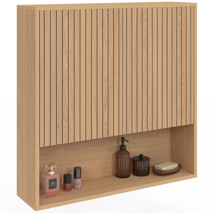 VICTOR 2-deurs wandcloset met planchet met latteneffect