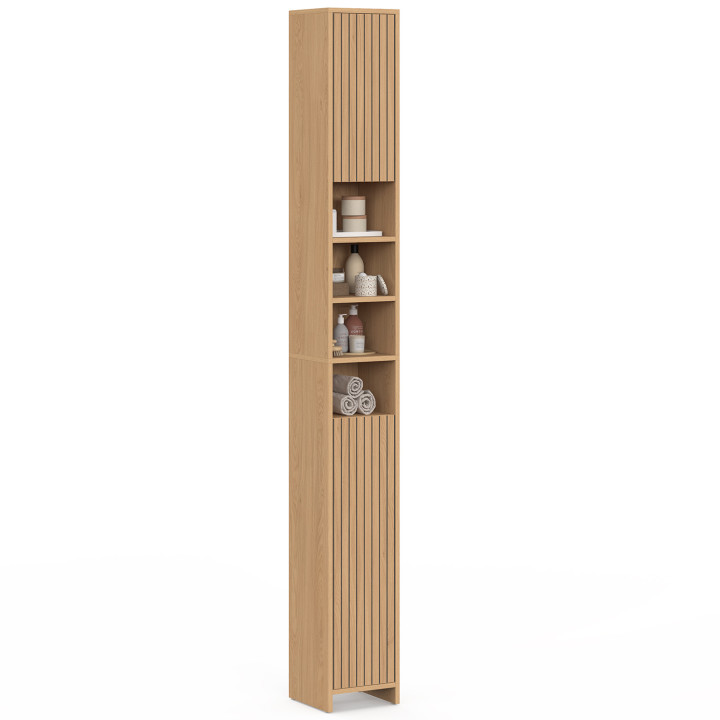 VICTOR Mueble bajo de baño de 2 puertas con 4 huecos efecto lamas