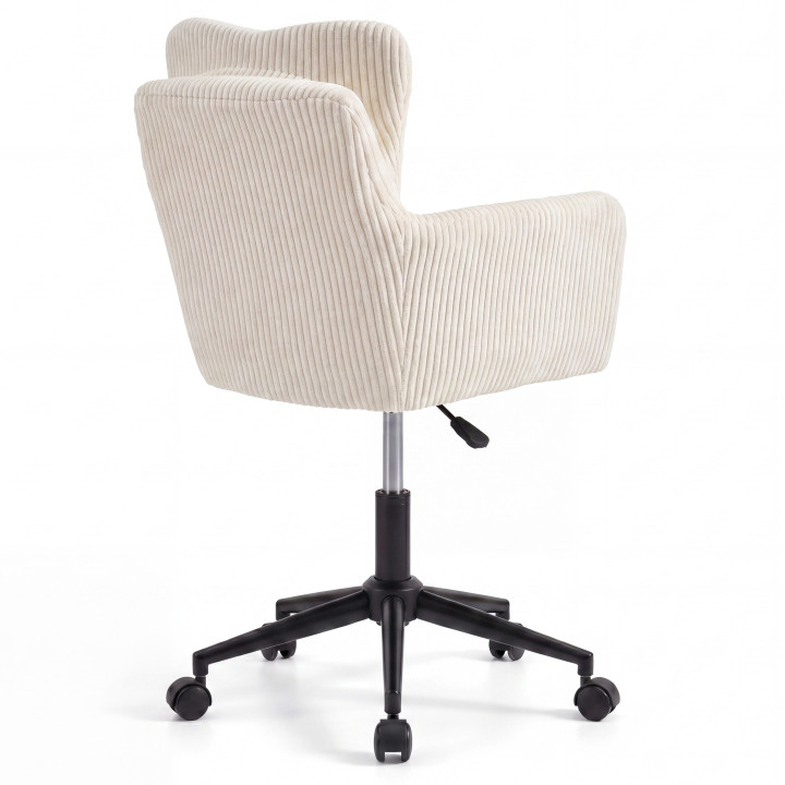 Sedia da ufficio ZACK in velluto a coste beige con cuscino girevole e rotelle regolabili in altezza