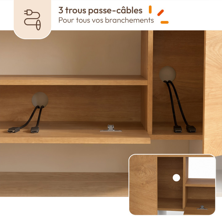 Porta TV XXL 180 cm MARIO con 4 ante e 1 cassetto in legno e bianco