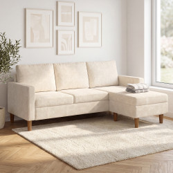 Divano ad angolo reversibile a 3 posti MARIUS da 200 cm in tessuto chenille beige