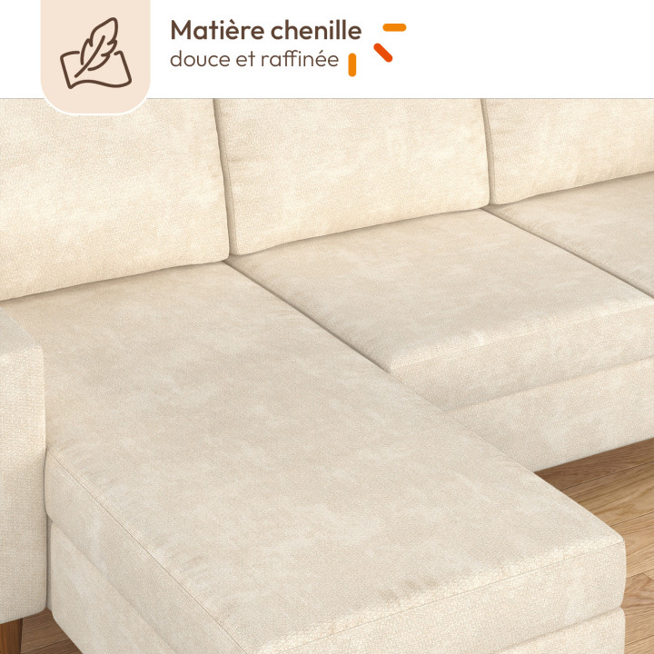 Wendbares 3-Sitzer-Ecksofa MARIUS, 200 cm, aus beigem Chenille-Stoff