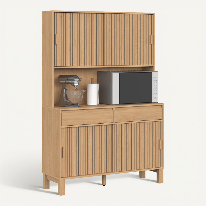 Credenza da cucina con ripiani 120 cm JULIETTE in legno effetto doghe