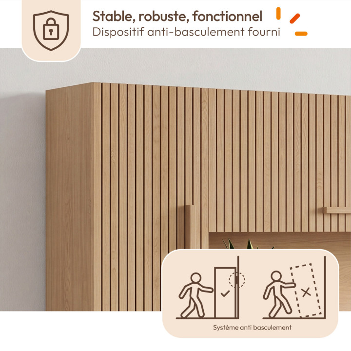 JULIETTE-bedframe 226 cm met opbergruimte, lattenbodem-look, houten latten