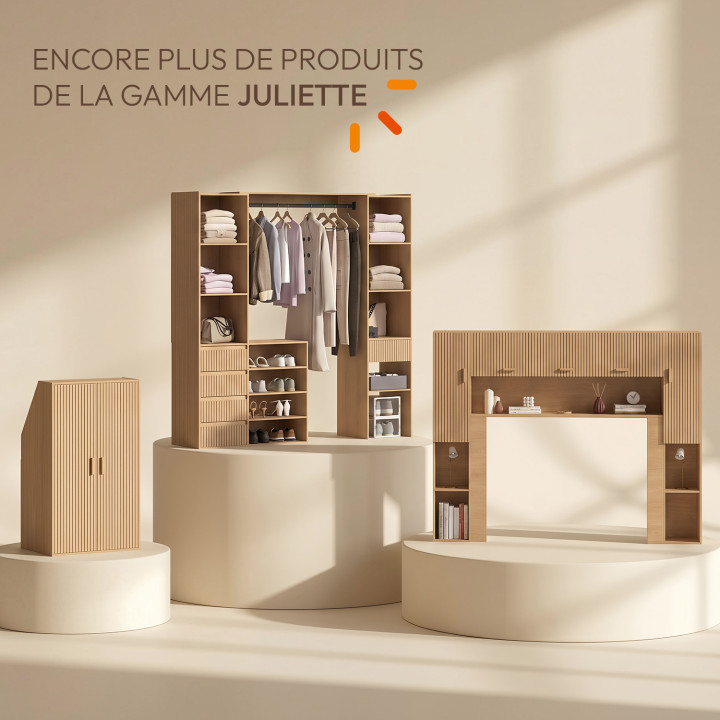 JULIETTE-bedframe 226 cm met opbergruimte, lattenbodem-look, houten latten