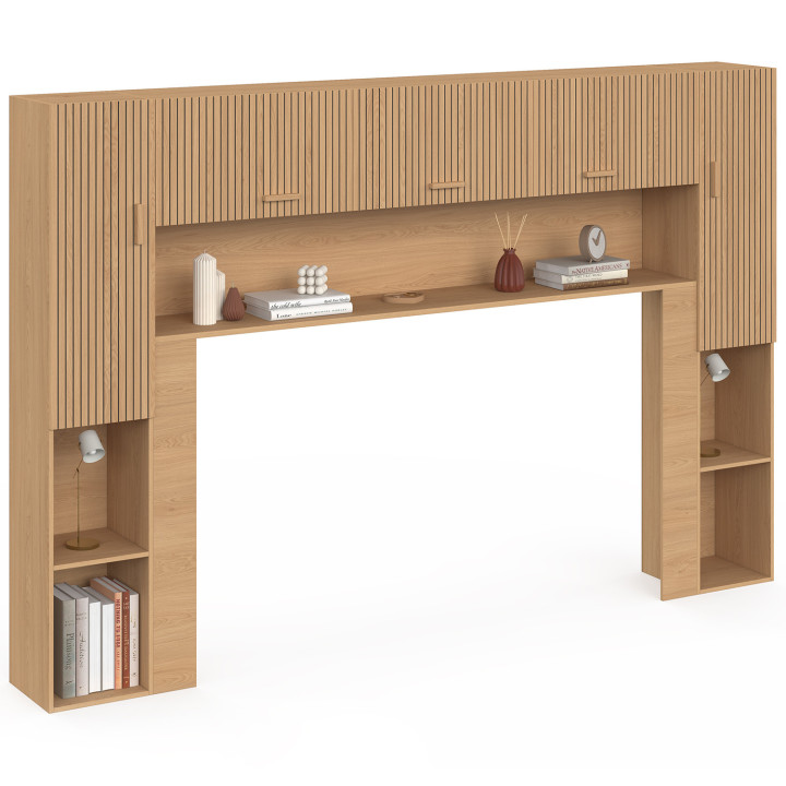 JULIETTE-bedframe 226 cm met opbergruimte, lattenbodem-look, houten latten