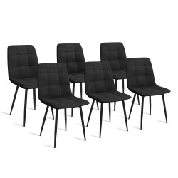 Schwarze Samtstühle, 6 Esszimmerstühle - MILA